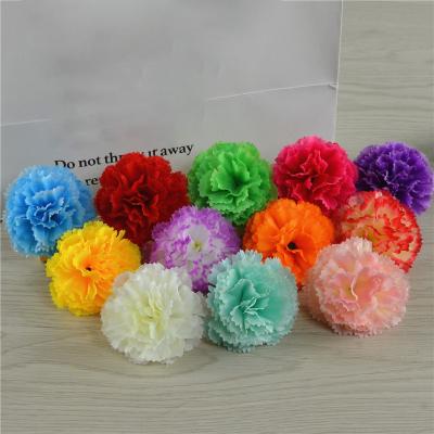 China Carnation Flower Wedding Decoration Durable Silk Flower Head Supplier 5cm Flower Head for sale