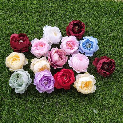 China Wholesale 5cm Silk Flower Head Mini Peony Flower Head Durable Silk Flower Cake Shop for sale