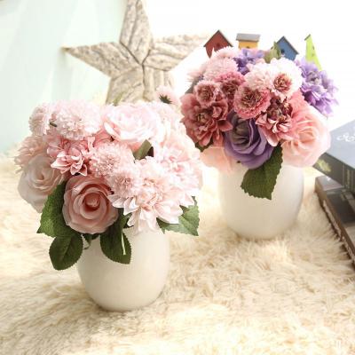 China Wholesale Artificial Wedding Home Decorative Flowers / Dahlia Flower Bouquet Silk Flower /home party decoration manufacturers for sale