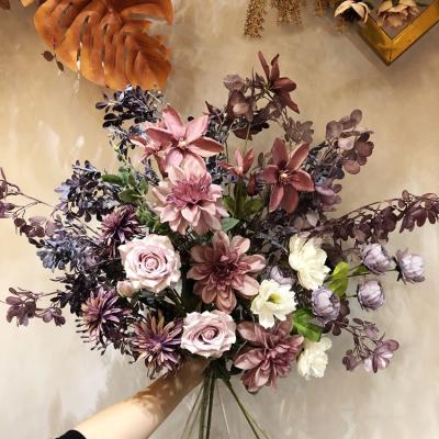 China Durable 2020 new design silk purple flowers wedding stand flower ball decoration flower for sale