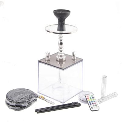 China Smooking Hookah New Arrival Customized Logo Arabic Hookah Set Acrylic Square Hookah with LED Light for sale