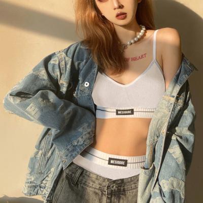 China 2021 New QUICK DRY women's sexy spring sling umbilical sling contrast color bottoming shorts suit two-piece suit for sale