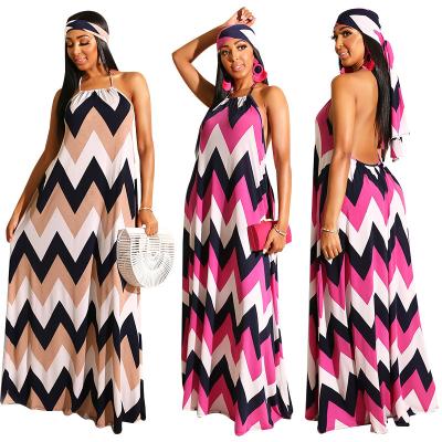 China S-2XL Viable Summer New Style Striped Long Wide Loose Dress Hanging Large Size Evening Dress for sale