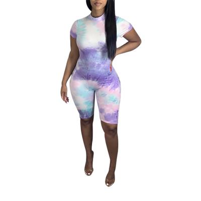 China Hot Selling QUICK DRY Women's S-XL Copy Dye Tie-Dye Purple Fashion Casual Tights Overalls Rompers Women for sale