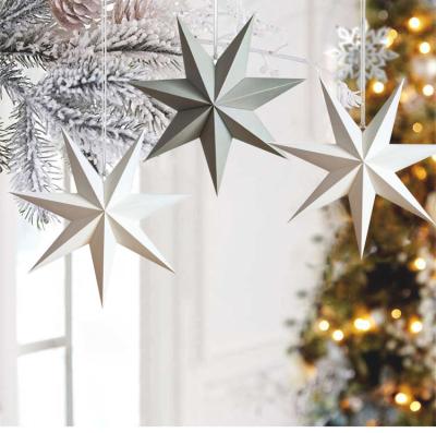 China Europe 45cm 3D Seven Pointed Christmas Paper Star Hanging Lanterns Pendant Lamp Shade For Party Decoration for sale