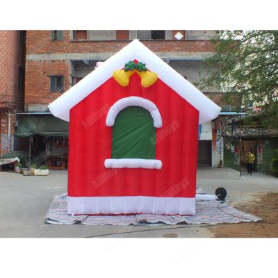 China Oxford Santa Grotto House Inflatable for Christmas Decoration, Christmas Village Houses for sale