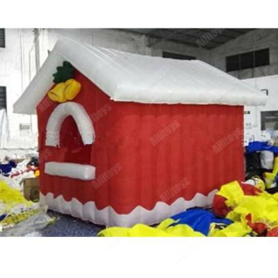 China Oxford Christmas Decoration Santa House Inflatable Grotto House Red Inflatable Tent For Christmas Party for sale