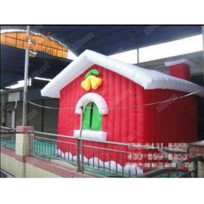 China Oxford Lights Christmas Village Houses, Inflatable Tent Inflatable House Santa Cave For Christmas for sale