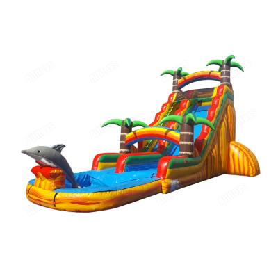 China 0.55mmpvc Tarpaulin Inflatable Wet Slide With Swimming Pool For Adults for sale