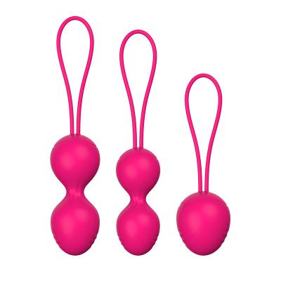 China Silica Gel +ABS+ Steel Ball 3 Pcs Ben With One Balls Weighted Silicone Kegel Ball For Women Pelvic Floor Vagina Tighten for sale