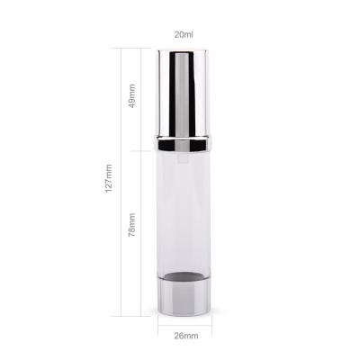 China Shira Hot Sale Silver Packaging Personal Skin Care Packaging Biodegradable Plastic Airless Vacuum Bottle Pump Bottle for sale