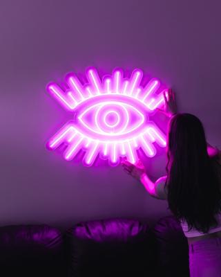 China All Can Use Hand Made Popular Ins Evil Eye Lashes Shade Custom Neon Sign For Beauty Salon for sale