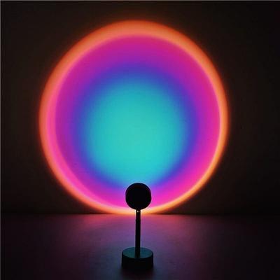 China Adjustable Wholesale Atmosphere Rainbow Halo Floor Night Light Sunset Rotating Projection Lamp Italian Eu Italian Eu for sale