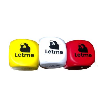 China Toy Factory Customize LOGO Color 60mm PU Foam Dies Stress Ball Foam Cube Soft Stress Ball With Logo for sale