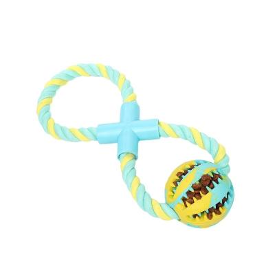 China Cotton Rope Stocked Rubber Can Be Stuffed Snacks Puzzle Bite Heavy Duty Interactive Pet Supplies Dogs Ball for sale