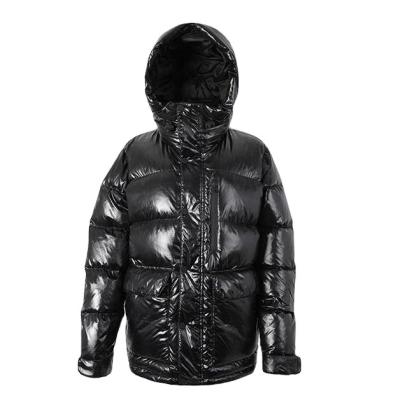 China Canada Style Waterproof Goose Duck Down Jacket Men Shiny Brand Logo Stripper Plus Size Hooded Nylon Bubble Black Custom Outdoor for sale