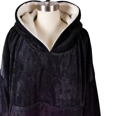 China Hot Breathable Adult Lazy Hooded Fleece Hooded Sweatshirt Cover Blanket TV Pajamas for sale