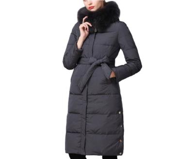 China New Arrival Waterproof Women Hooded Down Coat Long Duck Down Jackets With Fox Fur Collar for sale