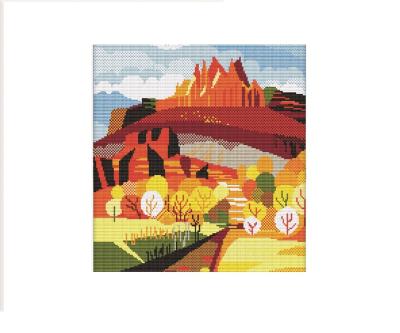 China China Autumn Hillside Cross Stitch &Threads&Needles& Cloth &Printed Color Pattern Without Circle Toys & Hobby for sale