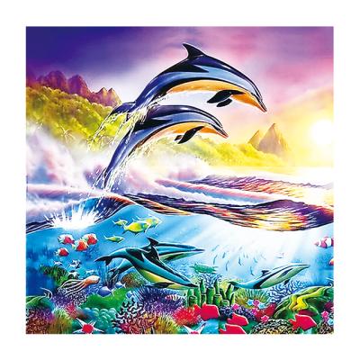 China The Other 5D Diamond Painting Full Drill Round Diamond Painting Mosaic Dolphins Beauty Canvas Painting Landscape for sale