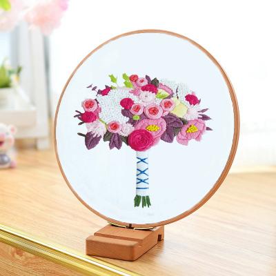 China China Wholesale Flower Pattern Embroidery Set DIY Handmade Gifts Sewing Set Needlework Handwork Toys and Hobby for sale