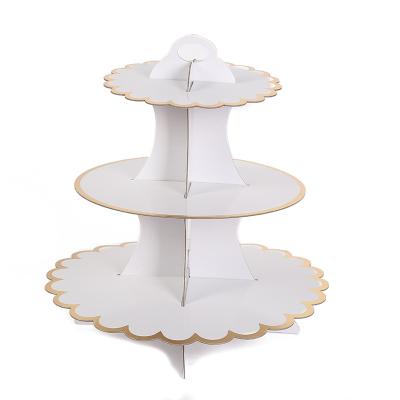 China Recycled Materials Paper Cake Tray Round Shape Custom Manufactory Cake Stand Cupcake Dessert Paper Holder for sale