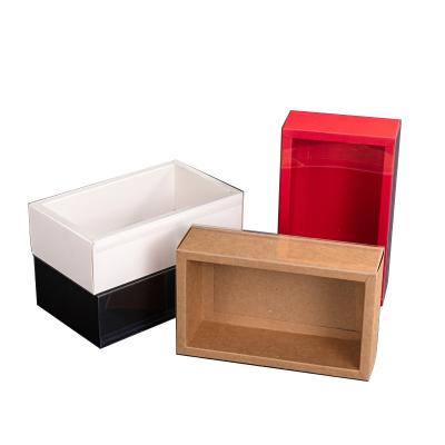 China Fancy Rectangle PVC Drawer Paper Box Recyclable Packaging Paper Boxes Luxury Transparent Custom Size Logo for sale