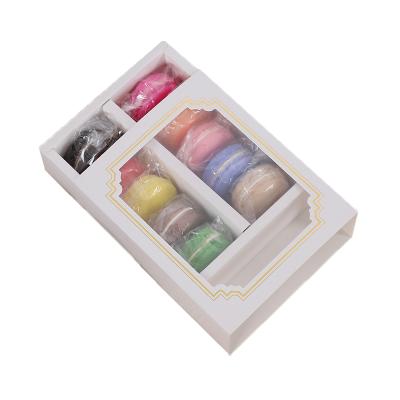 China Recycled Materials Macarons Candy Packaging Box With Window Cardboard Baking Cookie With Inserts Box Food Grade Paper Box for sale