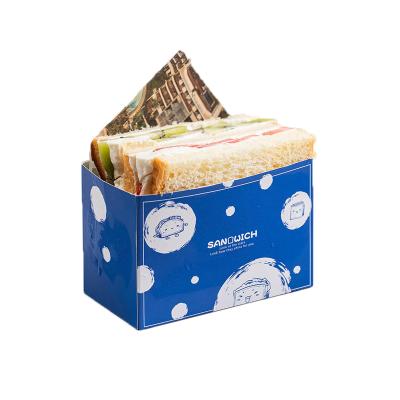 China Biodegradable Food Grade Paper Box Sandwich Wrapping Pie Box Toast Bread Packaging Paper Box for sale