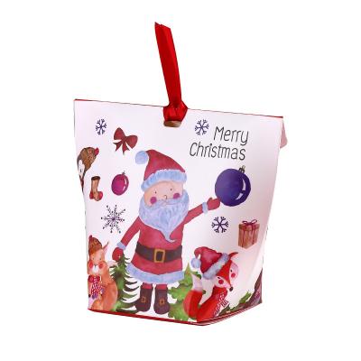 China Best Quality Recycled Materials Christmas Paper Gift Box Kids Christmas Candy Chocolate Packaging Paper Bag With Ribbon for sale