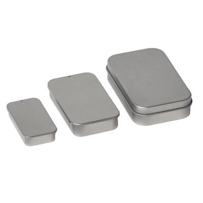 China Luxury Sliding Packaging Tin Box Silver Color Manufacture Chewing Gum Packaging Box Rectangle Shape Box for sale