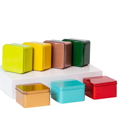 China New Color Luxury Packaging Square Shape Tin Boxes Snack Packaging Colorful Metal Cookie Tin Box for sale