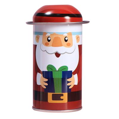 China Luxury Packaging Round Tin Boxes Christmas Cute Candy Gift Tinplate Boxes Unique Design Tin Box for sale