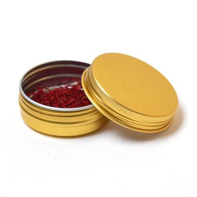 China Aluminum Tins With Aluminum Sealed Lid Logo Saffron Tin Packaging Container Custom Screw Lid Gold Screws for sale