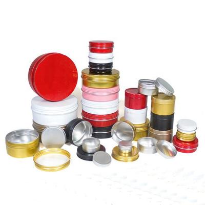 China Aluminum Cans With Screw Lid Gold Black Sliver Jar Wax Jewerly Eyebrown Aluminum Cosmetic Container Box With Screw Lid for sale