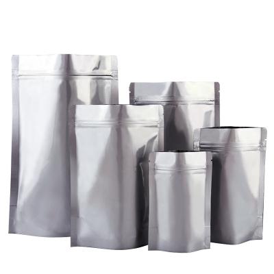 China Matt Light Food Packaging Zipper Disposable Custom Mylar Aluminum Foil Bag Silver Plastic Pouches for sale