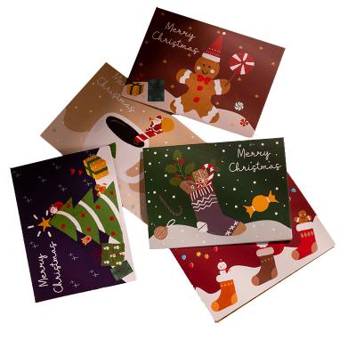 China China Wholesale Custom Printing Merry Christmas Card Greeting Cards With Envelopes Kraft Paper Holiday Folding Card for sale