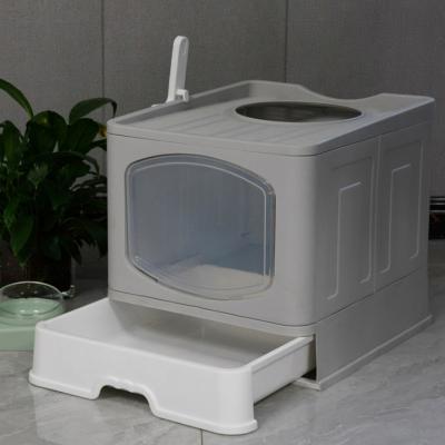 China Cat Poop Clean High Quality Multi-Function Foldable Cat Training Toilet Plastic Cat Litter Box for sale