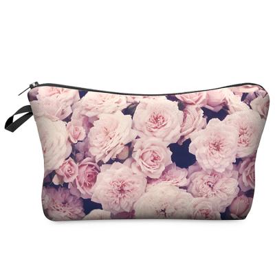 China 2020 Flower Rose Eyelash Bag PU Makeup Cosmetic Beauty Case for sale