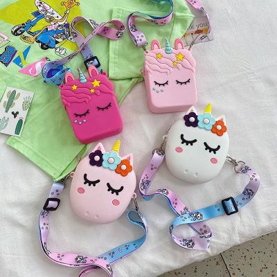 China Fashion Cartoon Kids Silicone Bag Fashionable Cute Little Girls Cross - Body Unicorn Purses Bags and Handbags for sale