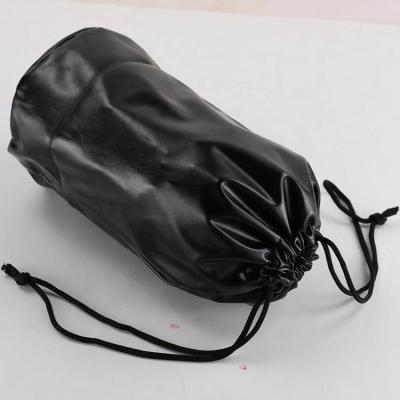 China Portable High Quality PU Drawstring Cosmetic Bags Roll String Waterproof Leather Travel Pouch for sale