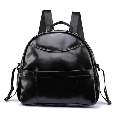 China New Backpack Fashion Large Capacity PU Black Diaper Backpack For Baby for sale