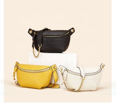 China Water Proof PU Waist Pack Leather Fanny Bag With Metal Fashion Chest Bag Phone Chain Purse For Women Girls for sale