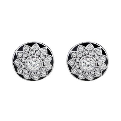 China Wholesale Fashionable ALLOY Round Shaped French Rhinestone Cufflinks for sale