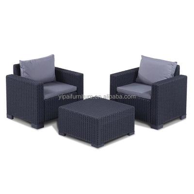 China Contemporary Outdoor Single Rattan Modern 3 Piece Injection Mold Sofa Couch For Sale for sale