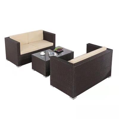 China Modern steel frame with pe rattan garden patio courtyard sofa chair for sale