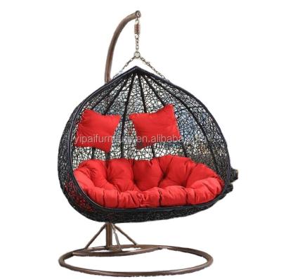 China Contemporary PE Rattan Metal Frame Balcony Garden Furniture Rattan Wicker Patio Swings Outdoor Hanging Egg Chair Swings for sale