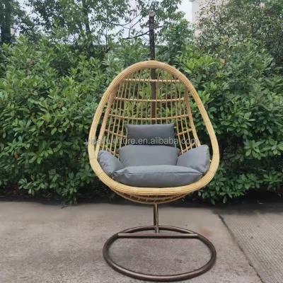 China Contemporary metal frame pe rattan wicker weave outdoor hanging swing chair garden set outdoor swing for sale