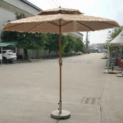 China Hotel Garden Patio Thatched Patio Modern Outdoor Aluminum Frame Simulated Sun Umbrella for sale