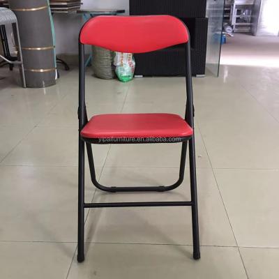 China Modern Office Red Metal Folding Chair Training Dining Chair in Foshan for sale